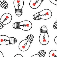 Seamless background with light bulbs with a heart vector