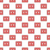 Seamless pattern with cassette and hearts. Design for Valentines Day vector