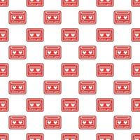 Seamless pattern with cassette and hearts. Design for Valentines Day vector