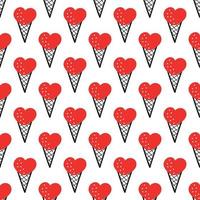 Seamless pattern with ice cream in a cone. vector