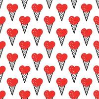 Seamless pattern with ice cream in a cone. vector