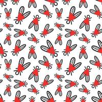 Seamless pattern with flies. Vector illustration