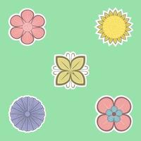 cute flower sticker with smoth color vector