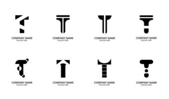 Set of creative black t logo templates. Vector illustration.