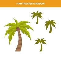 Find the right shadow for cartoon palm. vector