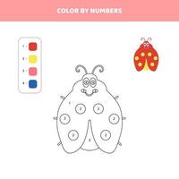 Color cartoon ladybug by numbers. Game for kids. vector