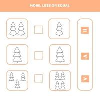 More.Less.Equal.Educational game for kids. vector