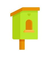 Homemade bird feeder from improvised materials. Vector illustration of a wooden manger with a roof. Bird feeder on a white background. Doing good deeds is easy and pleasant.