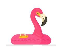 Vector illustration of an isolated inflatable flamingo on a white background. Pink Flamingo inflatable float.