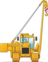 Drawing of a construction crane. Illustration of special equipment. Set of icons. Amazing illustration for website, print and project. Illustrations isolated on white background. The flat vector. vector