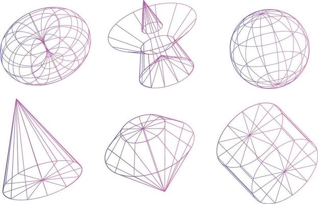 Geometric abstract shapes. Decorative elements for design projects. Contour flat figures in vector isolated on white background. Elements for the website and print.