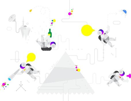 astronautas en estilo de dibujos animados. personajes vectoriales. ilustración plana. personajes aislados sobre fondo blanco. Ilustración de cosmonautas en el espacio para publicidad, sitio web e impresión. vector