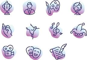 A collection of icons on the theme of culture. Flat vector, outlined icons isolated on white background. Icons for the site and mobile applications. vector