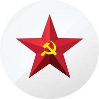 Red star with a sickle and a hammer. Symbol of the USSR and communism. Vector sign isolated on white background. A symbol of the Cold War. February 23. Symbol of the Armed Forces of the Soviet Union.
