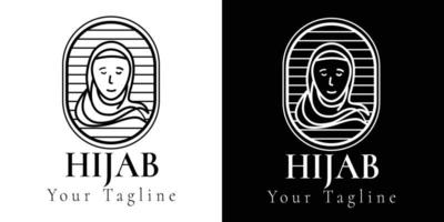 Simple logo of a woman in hijab. Simple woman wearing a head covering vector