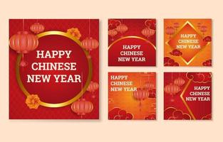 Chinese New Year Social Media Post Set vector