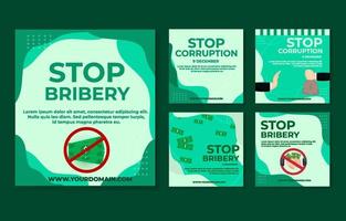 Set of Social Media Posts for Stop Bribery vector