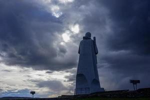 Murmansk, Russia-June 5, 2015 - Landscape with a view of the memorial to the Soviet soldier. photo