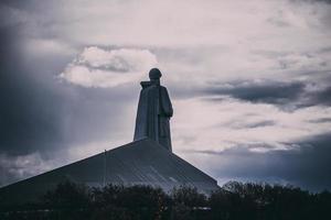 Murmansk, Russia-June 5, 2015 - Landscape with a view of the memorial to the Soviet soldier. photo