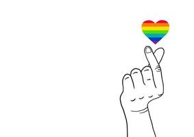 mini heart gesture to celebrate pride month. photo