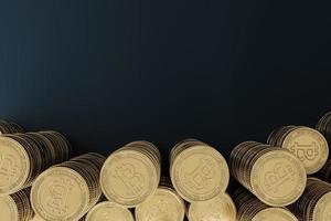 Background banner for cryptocurrency, huge stack of golden crypto coins bitcoin. 3d rendering photo