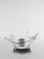 white cylindrical platform in clear water spread on white background. 3d rendering photo