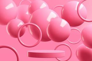 abstract mockup circular base in geometry pink scene backdrop for product or item presentation. photo