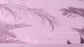 pink stage with tropical plants shadow, abstract mockup for ads branding and product presentation. photo