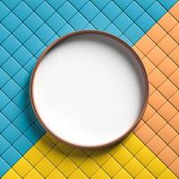 White circle and boxes repeating in three shades, abstract background for branding or presenting products and items. photo