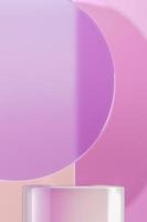 Abstract background for product presentation or branding, Clear glass platform on abstract pink background. 3d rendering photo