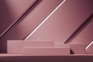 Three pink platform on pink oblique layer background, Abstract background for product presentation or branding. 3d rendering photo