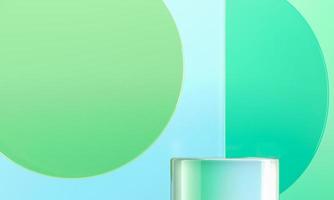 Abstract background for product presentation or branding, Clear glass platform on abstract green background. 3d rendering photo