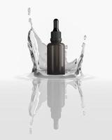 abstract background for cosmetic presentation. the dropper bottle is on a scattered water in white studio. photo