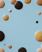 Multicolored liquid droplets on a blue background, abstract background for presentation. photo