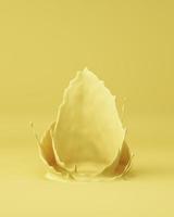 Yellow liquid splashed from below. 3d rendering photo