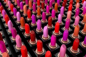 random many lipstick color and black base, abstract background for ads branding and product presentation. photo