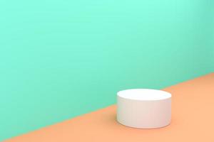 Minimalist mockup background for product presentation, White cylinder podium in pastel color scene. 3d rendering photo