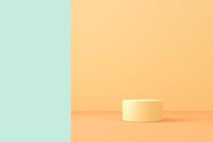 fondo de maqueta minimalista para presentación cosmética o de productos, la plataforma cilíndrica en escena de color pastel. representación 3d foto