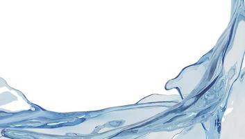 salpicaduras de agua aisladas en fondo blanco, hermosas salpicaduras de agua limpia, representación 3d foto