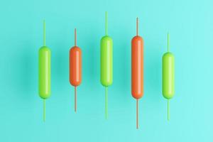 minimal background for investment, side way candlestick chart for trading view. 3d rendering photo