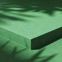 fondo abstracto para la presentación del producto, luz solar y sombra de plantas tropicales en una plataforma de cemento verde. representación 3d foto