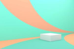 Minimalist mockup background for product presentation, White platform in pastel color scene. 3d rendering photo