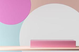 Abstract background for product presentation or branding, Metal pink platform on various colored background. 3d rendering photo