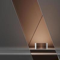 Glass podium on brown background, abstract background for product presentation. 3d rendering photo