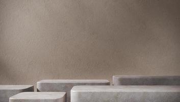 abstract white stone steps arranged to place objects in front of the cement wall, mockup for product presentation. photo