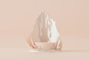 Cylindrical base medium splashed flesh liquid color. 3d rendering photo