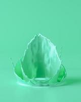 Green liquid splashed from below. 3d rendering photo