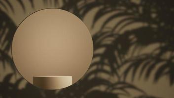 abstract mockup brown scene and podium for branding and product presentation, The foreground is circular and there is a shadow of the plant. photo