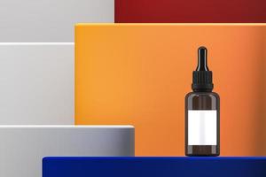 Abstract mockup background for cosmetic presentation, The bottle serum on platform stacked up. 3d rendering photo