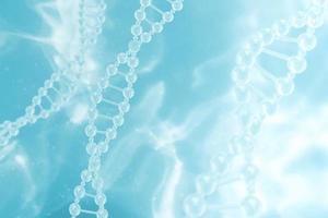 Transparent chromosome on blue abstract background, Blur Foreground and background. 3d rendering photo